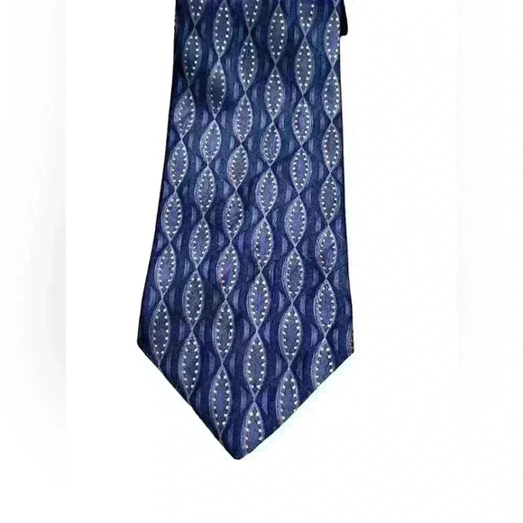 David Taylor Men’s Neck Tie Blue White Yellow Pattern 100% Polyester - Picture 1 of 8